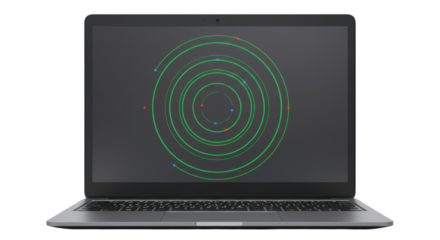 Isolated Laptop with Abstract Circular Design on Screen