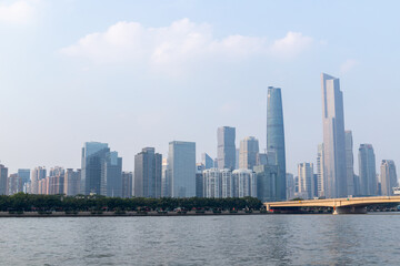 Fototapeta premium View of Pearl River building complex in Guangzhou, Guangdong Province, China