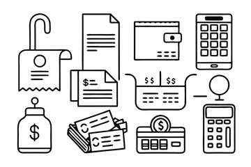 Payroll System Line Art Illustration Design for Business Use  