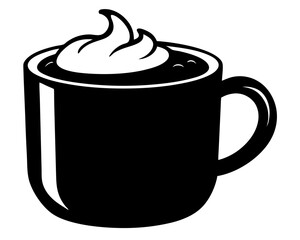 Hot Cocoa Mug Silhouette Vector & Cozy Winter Drink SVG