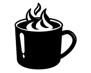 Hot Cocoa Mug Silhouette Vector & Cozy Winter Drink SVG