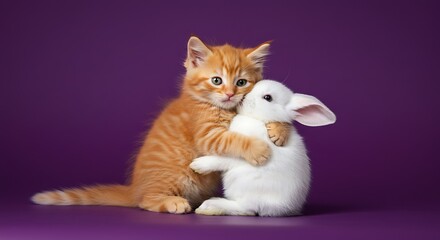 Ginger Kitten's Gentle Embrace AI Generated