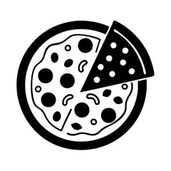 pepperoni pizza icon, pepperoni pizza line art - simple line art of pepperoni pizza, perfect for pepperoni pizza logos and icons