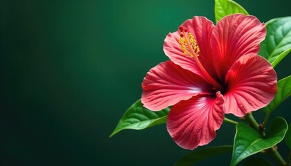 Bold tropical hibiscus blooms, vibrant jungle green leaves, print, wallpaper