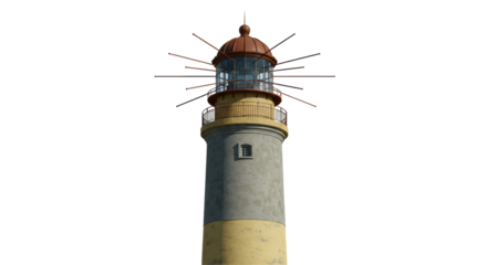 Isolated Lighthouse Structure with Observation Deck