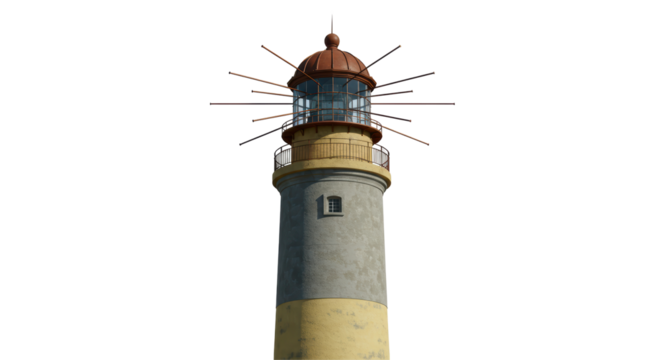 Isolated Lighthouse Structure with Observation Deck