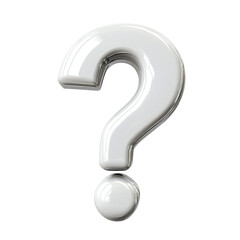 Naklejka premium Glossy white question mark symbol isolated on transparent background, cutout png