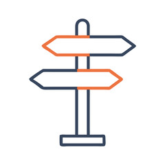 Directional Signpost Representing Navigation or Destination Icon Design
