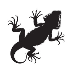Lurking Bearded Dragon silhouette, blending with its surroundings – Bearded Dragon illustration – Bearded Dragon vector – Reptile silhouette

