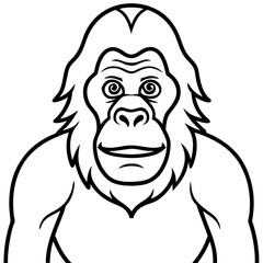 Continuous Line Orangutan Art in Vector