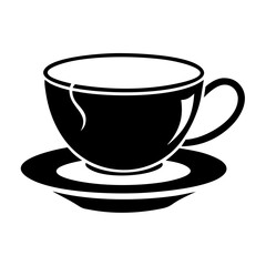 tea cup with saucer icon, tea cup with saucer line art - simple line art of tea cup with saucer, perfect for tea cup with saucer logos and icons