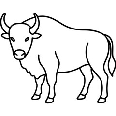 Elegant Bison Vector in Single Line