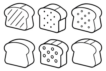 Toast Line Art Drawing of Delicious Toasted Bread Morning Treat