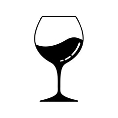 wine glass icon, wine glass line art - simple line art of wine glass, perfect for wine glass logos and icons