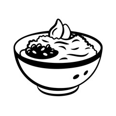 yogurt with granola icon, yogurt with granola line art - simple line art of yogurt with granola, perfect for yogurt with granola logos and icons
