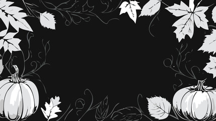 Halloween, black and white, leaves, line border, border around center, spooky, vintage, 1920s