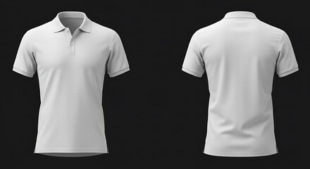 Clean White Polo Shirt Mockup: Front and Back 3D Render AI Generated