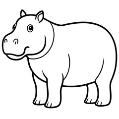Elegant One-Stroke Hippopotamus Vector