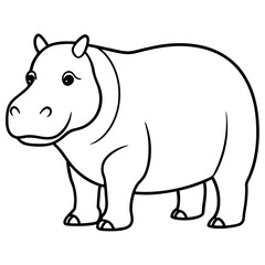Elegant One-Stroke Hippopotamus Vector