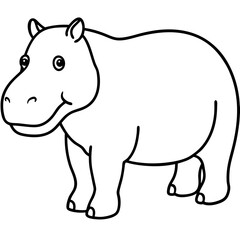 Fototapeta premium Elegant One-Stroke Hippopotamus Vector