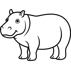 Elegant One-Stroke Hippopotamus Vector