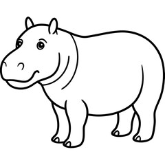 Elegant One-Stroke Hippopotamus Vector