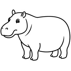 Elegant One-Stroke Hippopotamus Vector