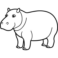 Elegant One-Stroke Hippopotamus Vector