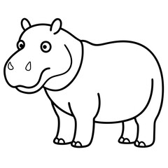 Elegant One-Stroke Hippopotamus Vector