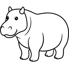 Elegant One-Stroke Hippopotamus Vector