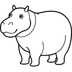Elegant One-Stroke Hippopotamus Vector