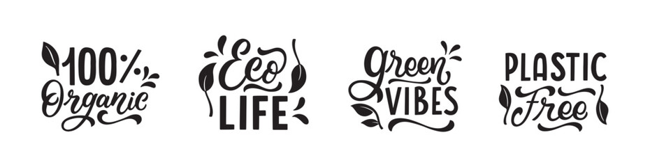 Set black lettering ecology sticker 