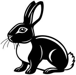 Fototapeta premium Black and White Rabbit Illustration, Simple Animal Pictogram Vector