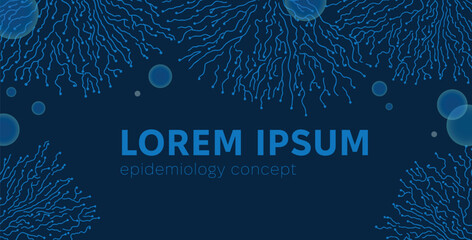 Mycelium roots pattern. Scientific medical banner template with Mold fungi pattern. Mycelium fungus Macro. Vector illustration.