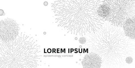 Mycelium roots pattern. Scientific medical banner template with Mold fungi pattern. Mycelium fungus Macro. Vector illustration.