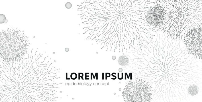 Mycelium roots pattern. Scientific medical banner template with Mold fungi pattern. Mycelium fungus Macro. Vector illustration.