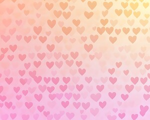 A gradient background features many translucent heart shapes of different colors