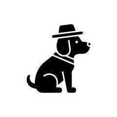 Dog with Hat Side View Sitting Pose Icon