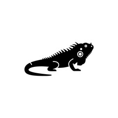 Simple Icon of Iguana Side Pose with Spikes