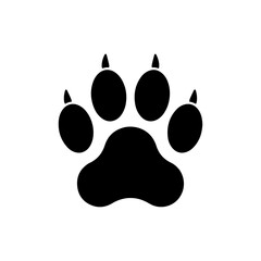 Paw Print with Claws Four Toes Black Shape Icon