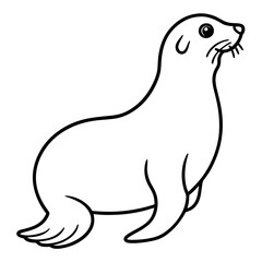 Elegant Seal Line Art Vector