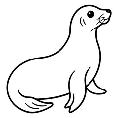 Elegant Seal Line Art Vector