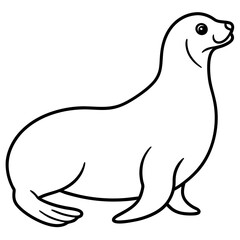 Elegant Seal Line Art Vector