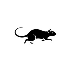 Minimal Rat Running with Tail Behind Silhouette Icon