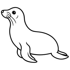 Elegant Seal Line Art Vector
