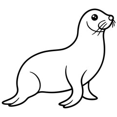Elegant Seal Line Art Vector