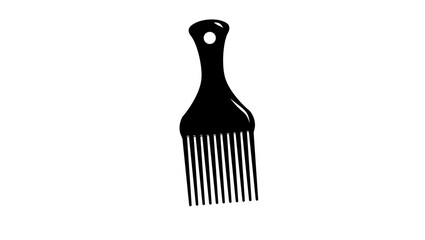 afro pick symbol, black isolated silhouette