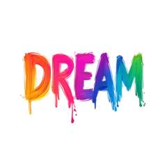 Colorful DREAM text with dripping paint effect on transparent background Concept of inspiration, creativity, motivation, and positive thinking