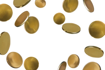  Falling coins, falling money, flying gold coins, golden rain isolated on free png background....