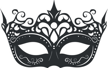 Intricate black masquerade mask with ornate patterns, ideal for elegant costume parties and events.